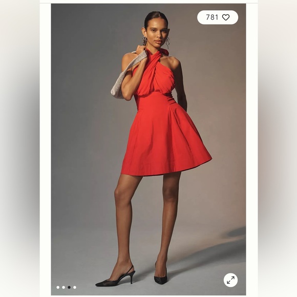 Anthropologie Maeve Twist Halter Tie-Neck Mini Dress in Red, Size Large, NWT - Picture 15 of 17